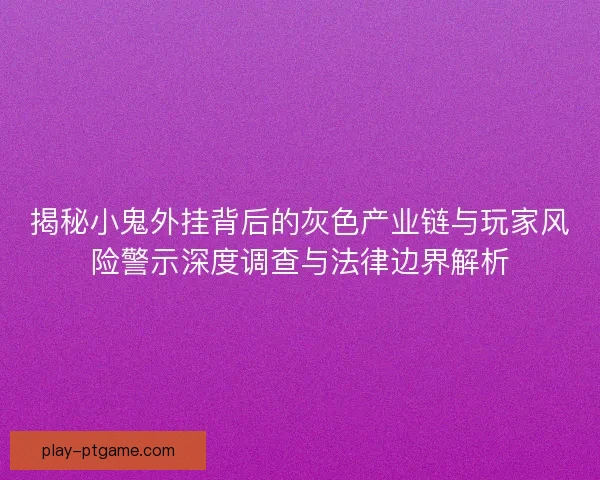 揭秘小鬼外挂背后的灰色产业链与玩家风险警示深度调查与法律边界解析